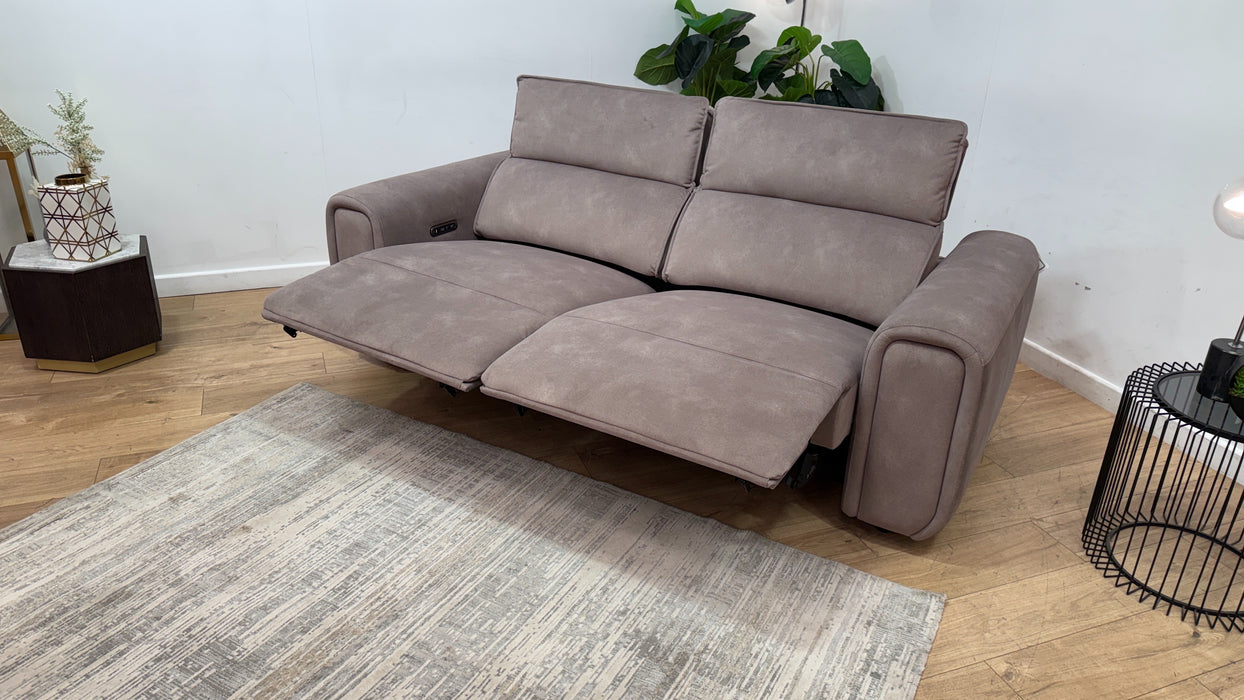 Sofology Premiere Fabric 2.5 Seater Power Recliner/Headrest in Lifestyle Flecked Nutmeg