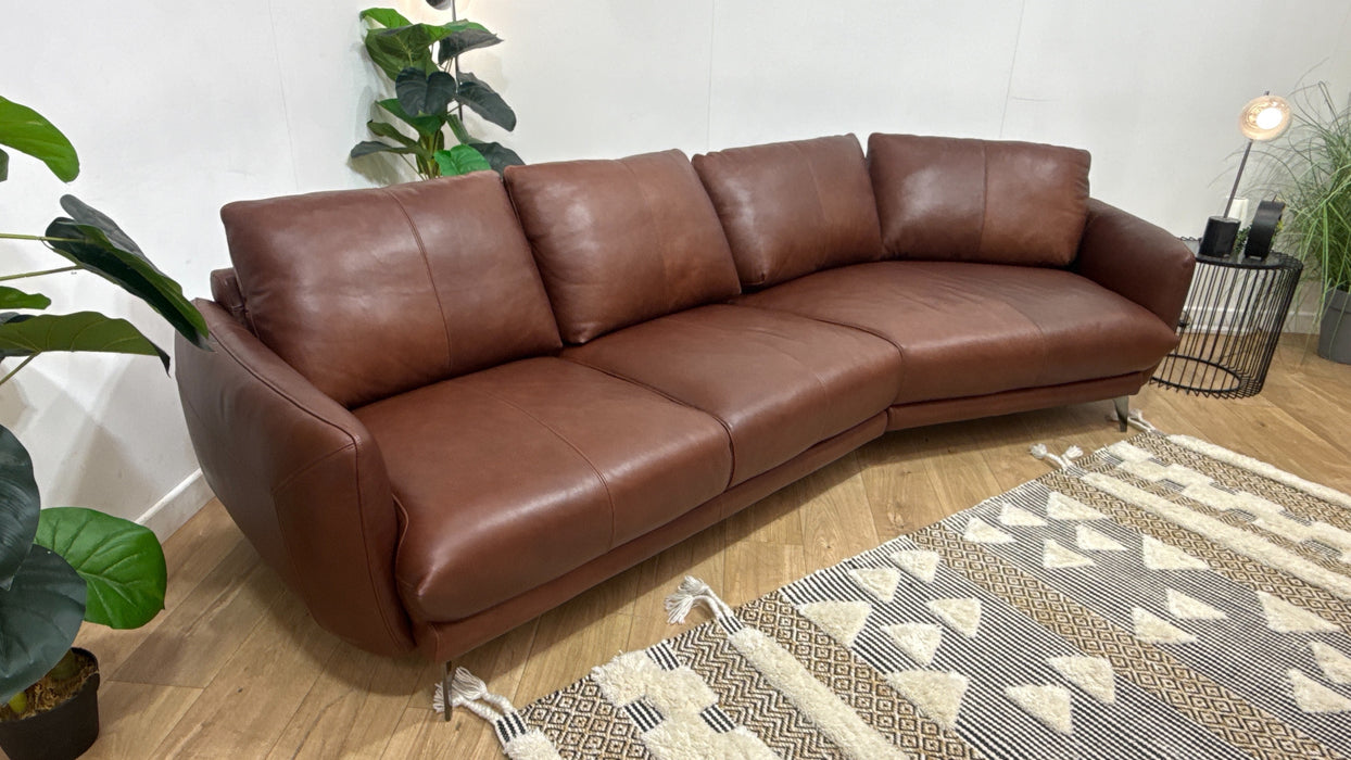 Sofology Adler Leather 4 Seater Asymmetric in Relaxed Soft Brown
