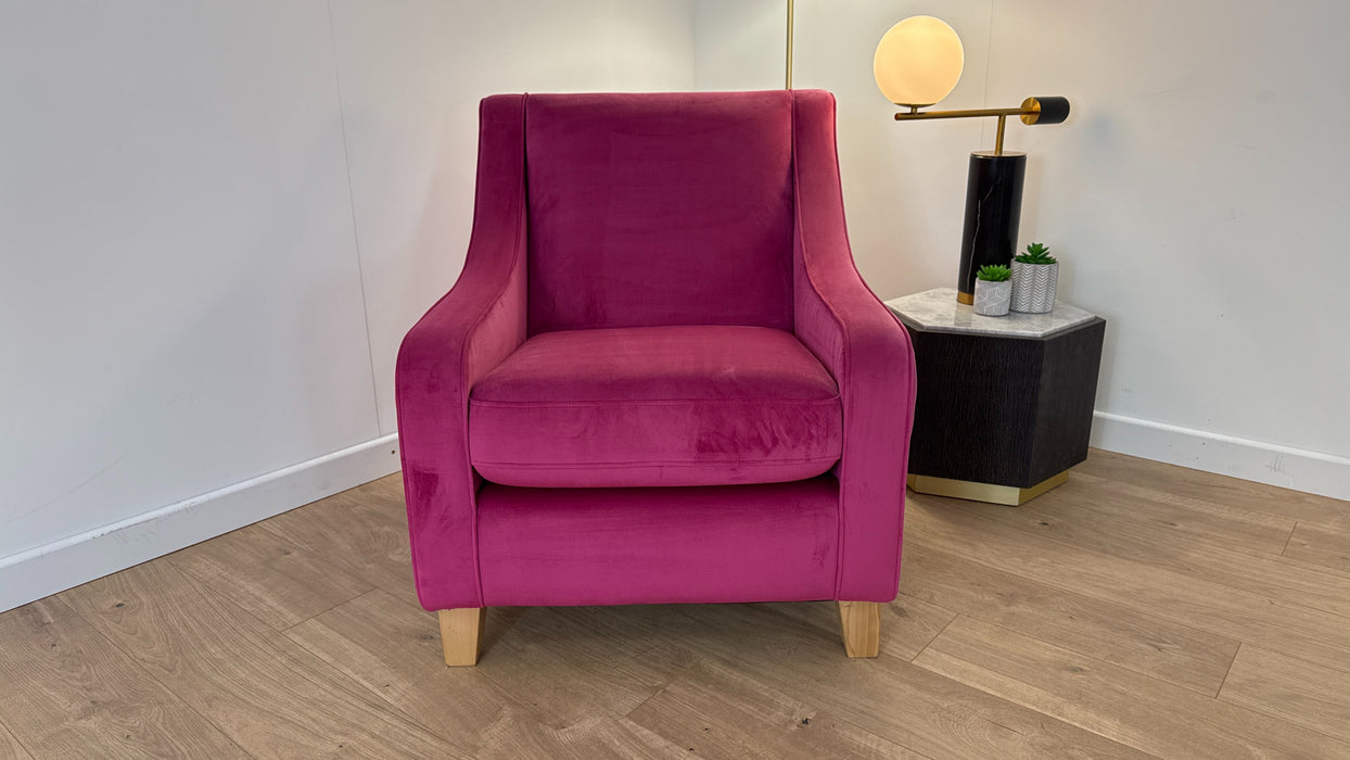 Ziggy 1 Seater - Fabric Accent Chair - Pink (Left Arm Tear)