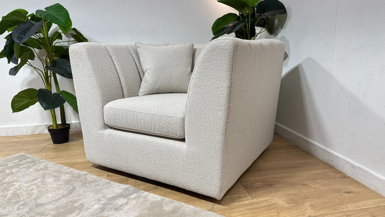 Sofology Downtown Fabric Swivel Chair in Boucle Linen