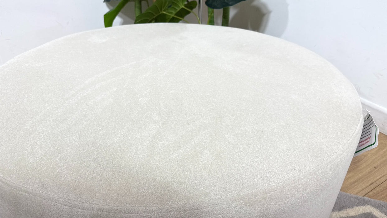 Sofology Ascot Fabric Designer Footstool in Textured Chenille Natural