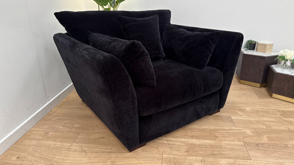 Sofology Calista Fabric Loveseat Full Back in Soft Chenille Ebony