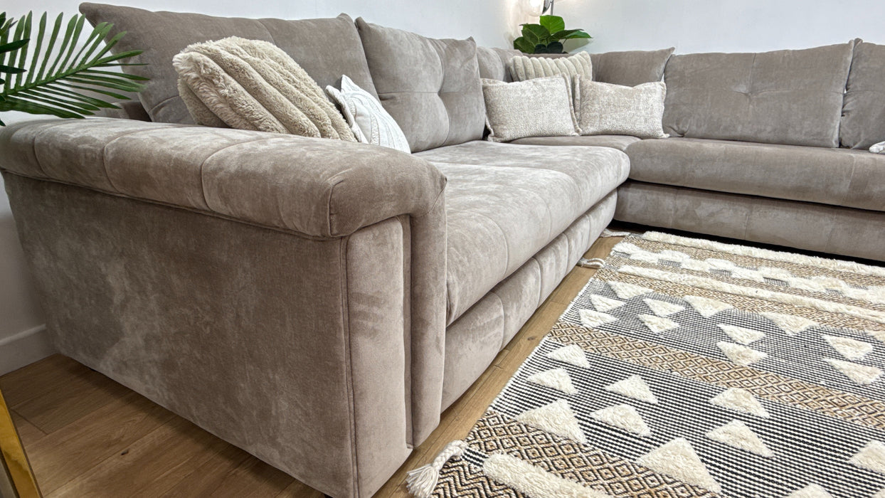 Sofology Oscar Fabric 3 Corner 3 in Fine Textured Chenille Stone Mix