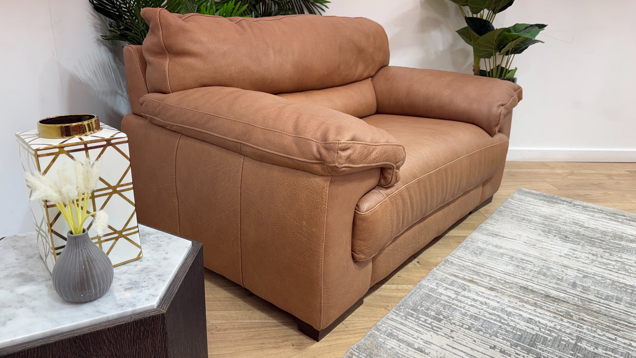 Sofology Santino Leather Loveseat in Apollo Tan