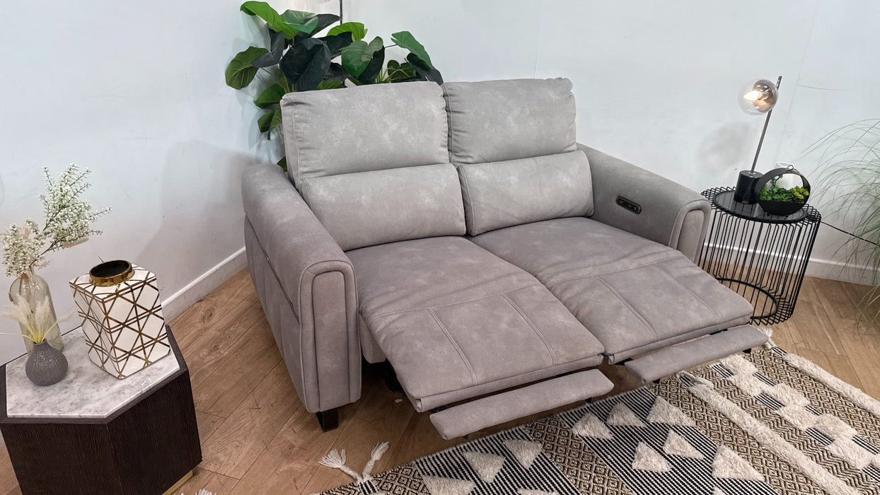 Sofology Ravello Fabric 2 Seater Power Recliner in Lifestyle Flecked Stone