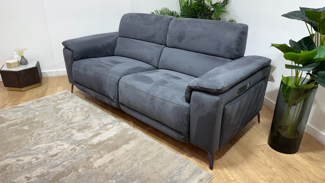 Sofology Fratelli Fabric 2.5 Seater Power Recliner/Headrest in Lifestyle Nubuck Feel Charcoal