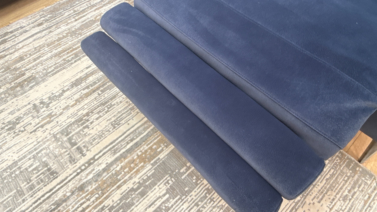 Sofology Illinois Fabric 1 Corner 2 Power Recliner/Headrest in Lifestyle Mottled Navy Blue
