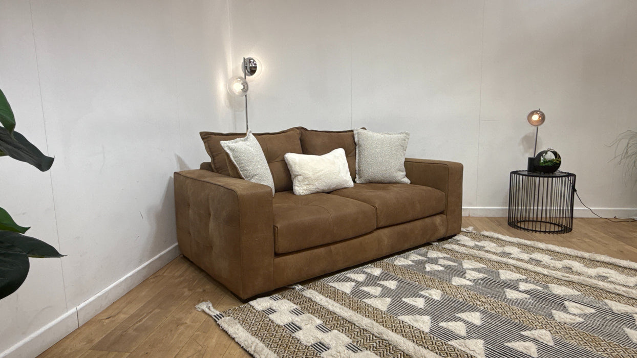 Sofology Artisan Leather 3 Seater in Character Tan/Natural Mix