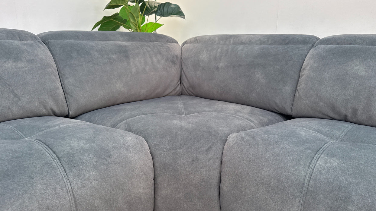 Sofology Marvella Fabric 3 Corner 1.5 Power Recliner/Headrest Heated Seat in Lifestyle Flecked Mineral Green