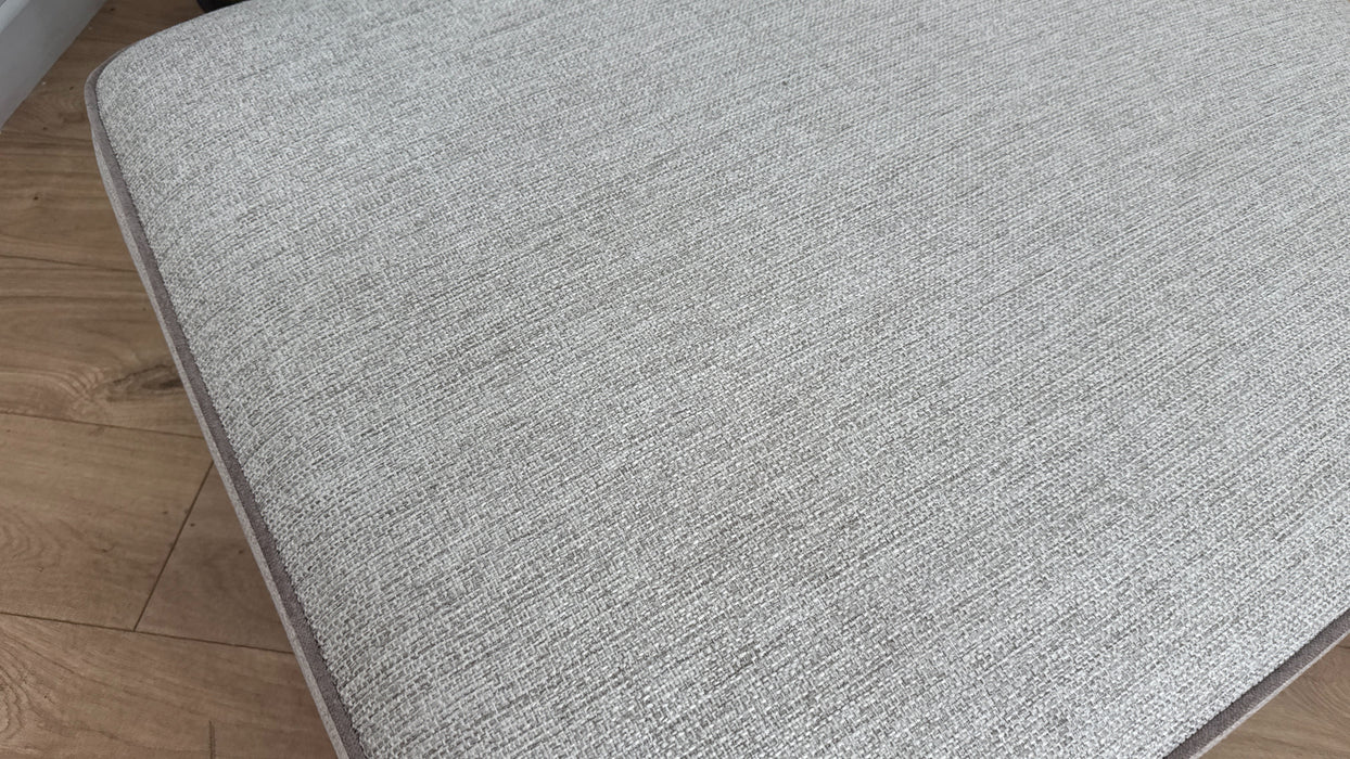 Sofology Russo Fabric Designer Footstool in Lustre Weave Contrast Piping Natural Mix