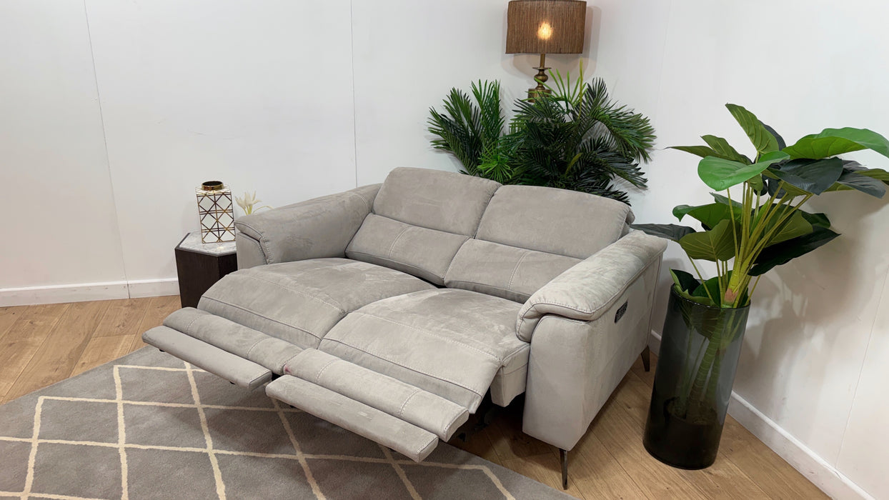 Sofology Illinois Fabric 2 Seater Power Recliner/Headrest in textured fabric grey