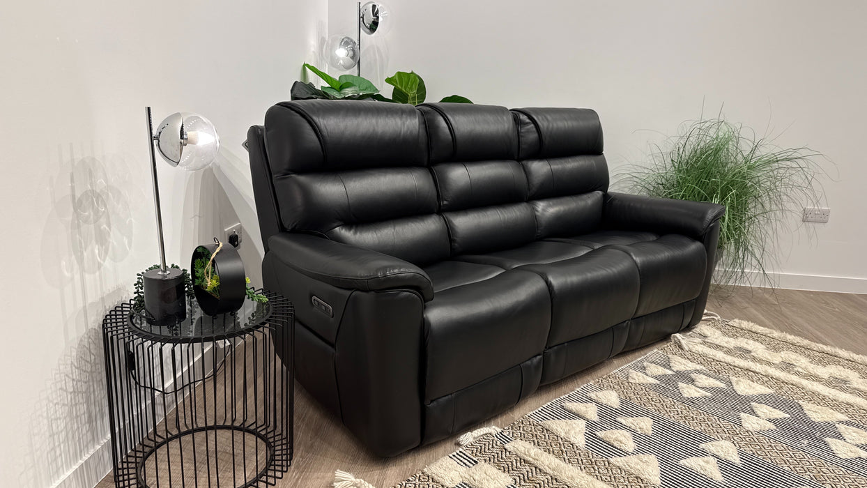 Sofology Cleveland Fabric 3 Seater Power Recline In Trusty Embossed Jet Black
