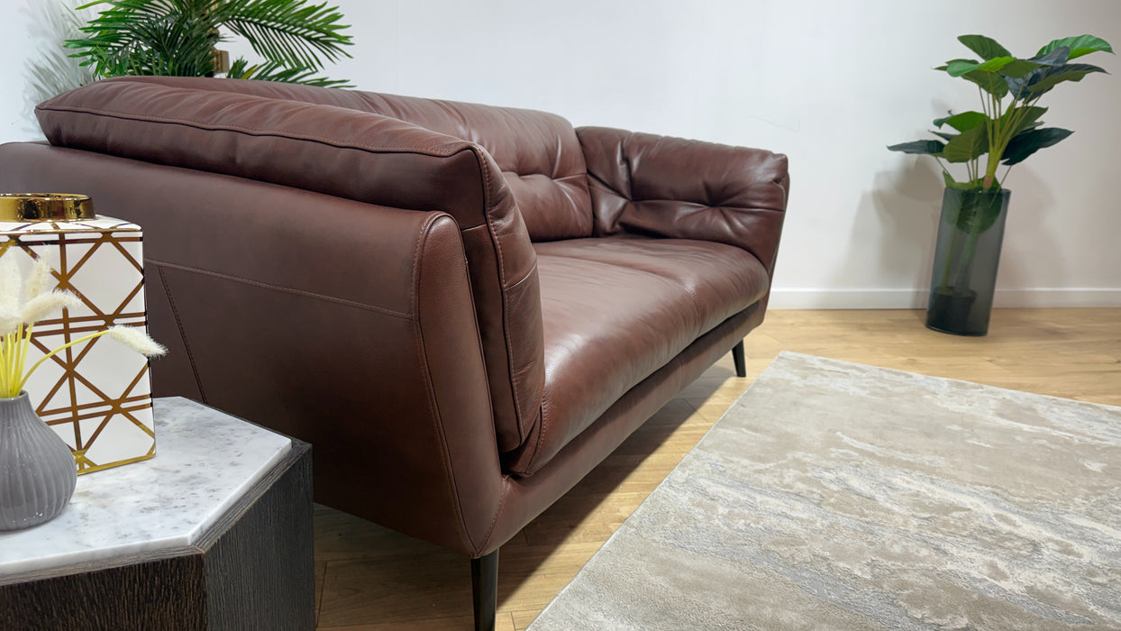 Sofology Hygge Leather 3 Seater in Relaxed Soft Brown