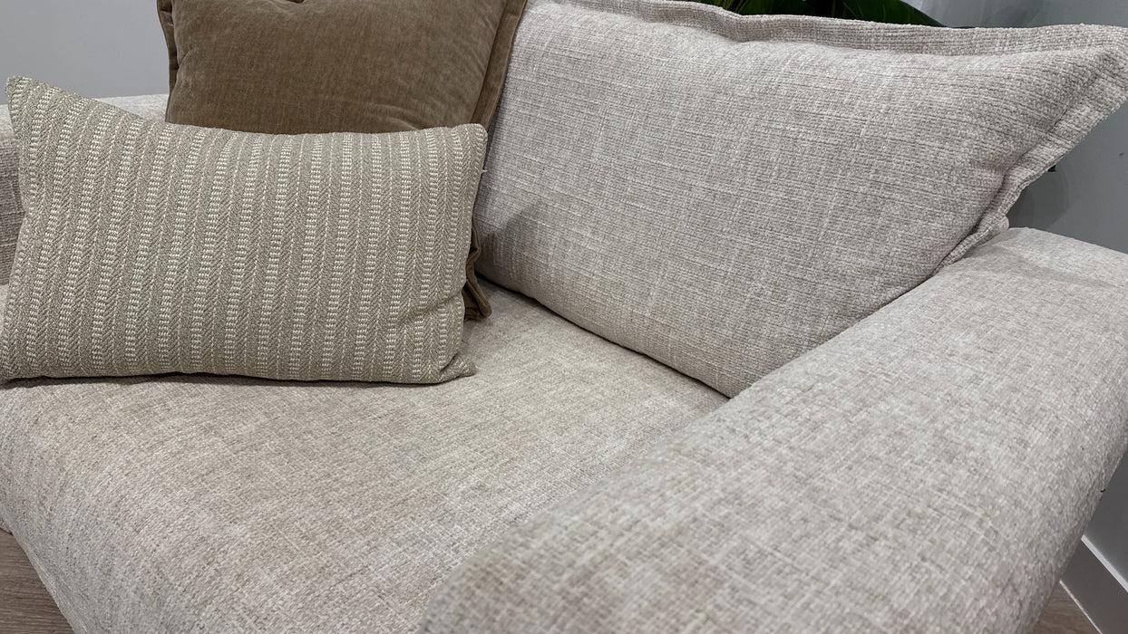 Sofology Cove  Fabric Loveseat Light Wood Panel in Artisan Chenille Ecru Mix