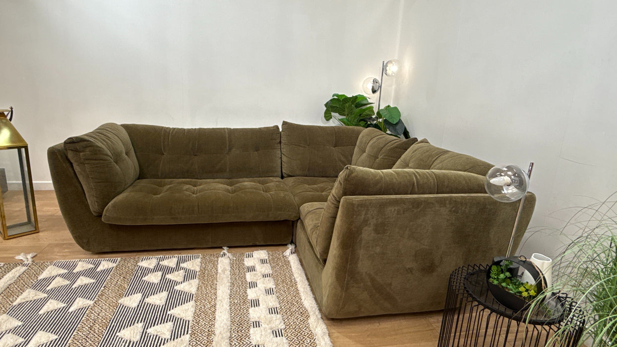 Sofology Cocoon Fabric 2 Corner 1 in Relaxed Chenille Olive Green