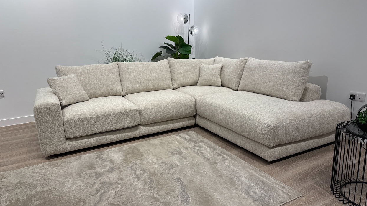 Sofology Amalfi Fabric 2 Corner 1 Chaise in Micro Flecked Boucle Natural