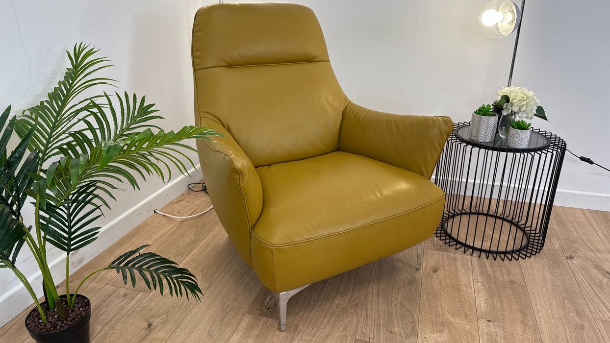 Tripletta 1 Seater - Leather Accent Chair - Ochre