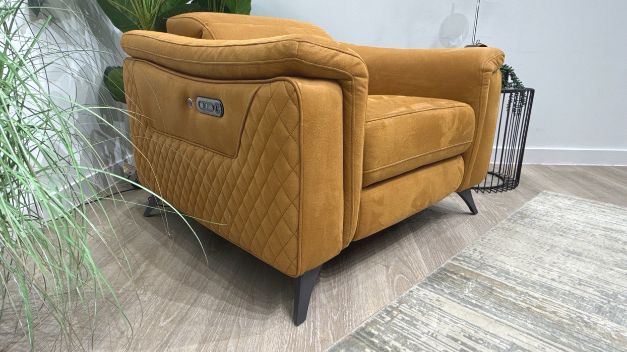 Sofology Ezra Fabric Chair Power Recliner/Headrest Heated Seat in Lifestyle Embossed Tan