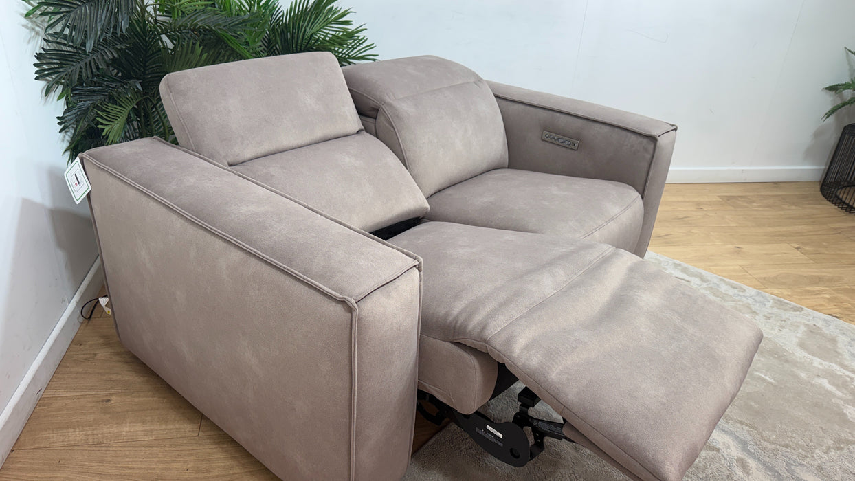 Sofology Horizon Fabric 2 Seater Power Recliner/Headrest in Lifestyle Flecked Nutmeg