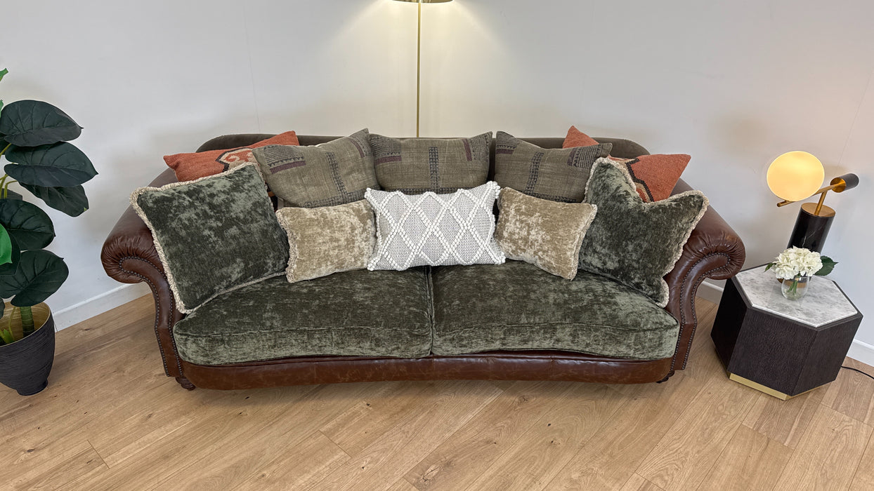 Ruskin 4 Seater Leather/Fabric Sofa