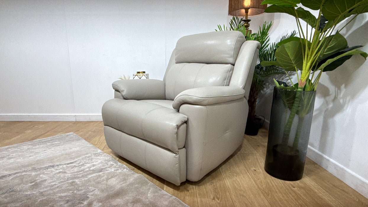 Sofology Gracie Leather Chair Power Recliner/Headrest Massage in Trusty Sheen Lead Grey