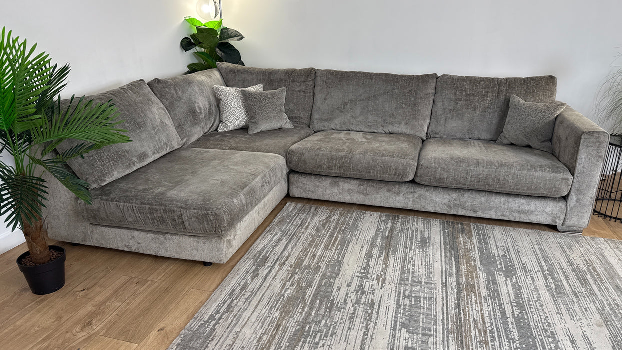 Sofology The Majestica 1 Terminal Corner 3 Fabric Sofa in Plain Truffle Mix