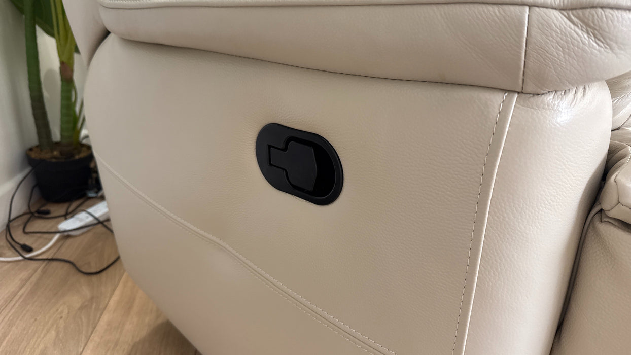 Sofology Gracie Leather Chair Manual Recliner in Trusty Sheen Bone China