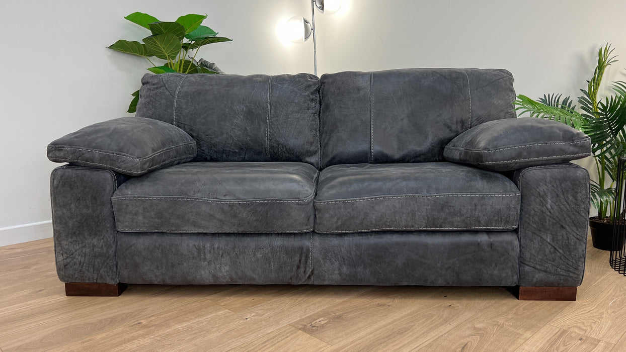 Linara 3 Seater - Leather Sofa - Utah Grey