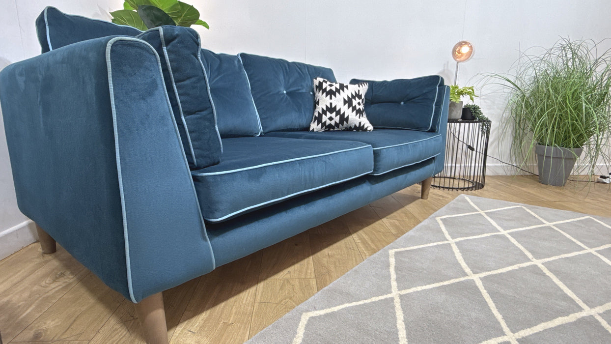 Sofology Cricket Fabric 3 Seater in Teal Velvet Mix