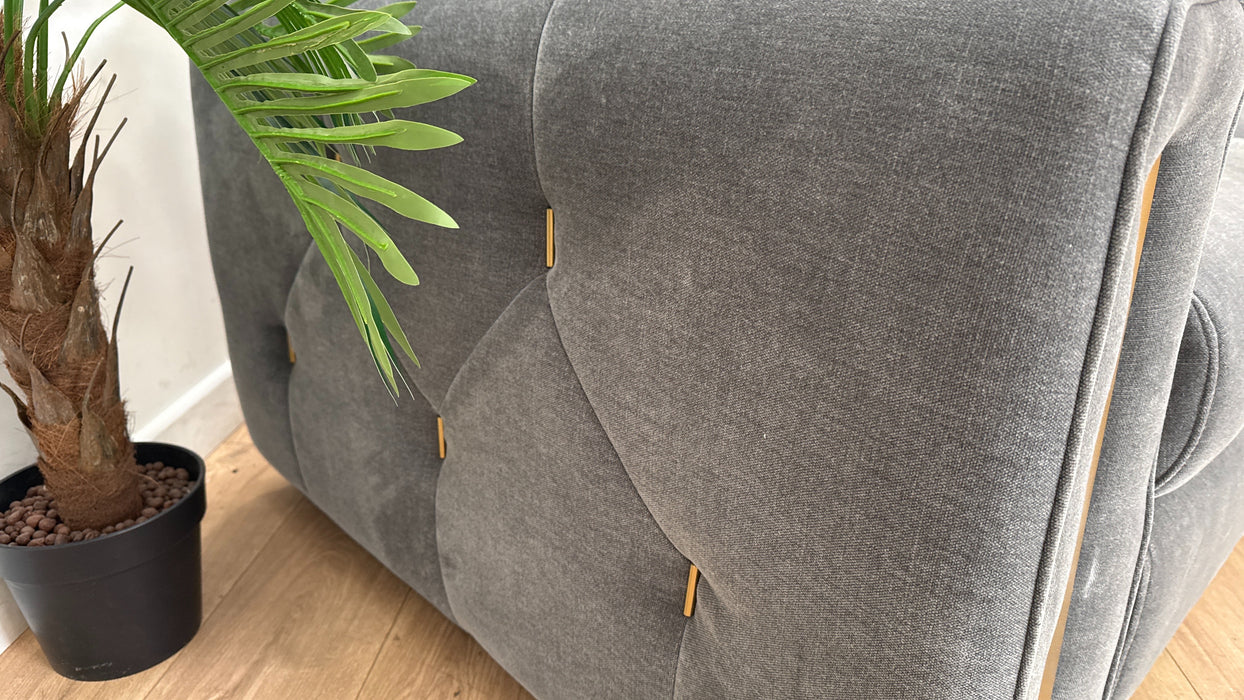 Sofology Kingsbridge Fabric 3 Seater Power Recliner/Headrest Heated Seat in Relaxed Chenille Charcoal