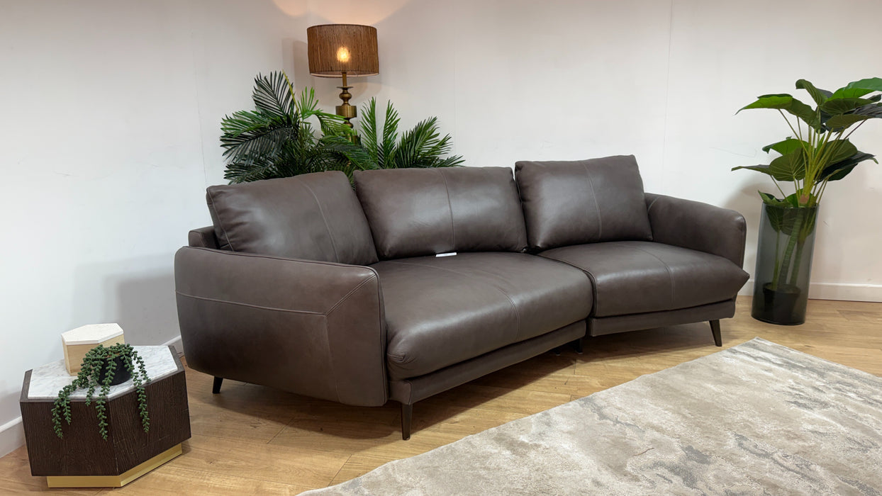 Sofology Adler Leather Asymmetric 3 Seater in Relaxed Soft Black Coffee