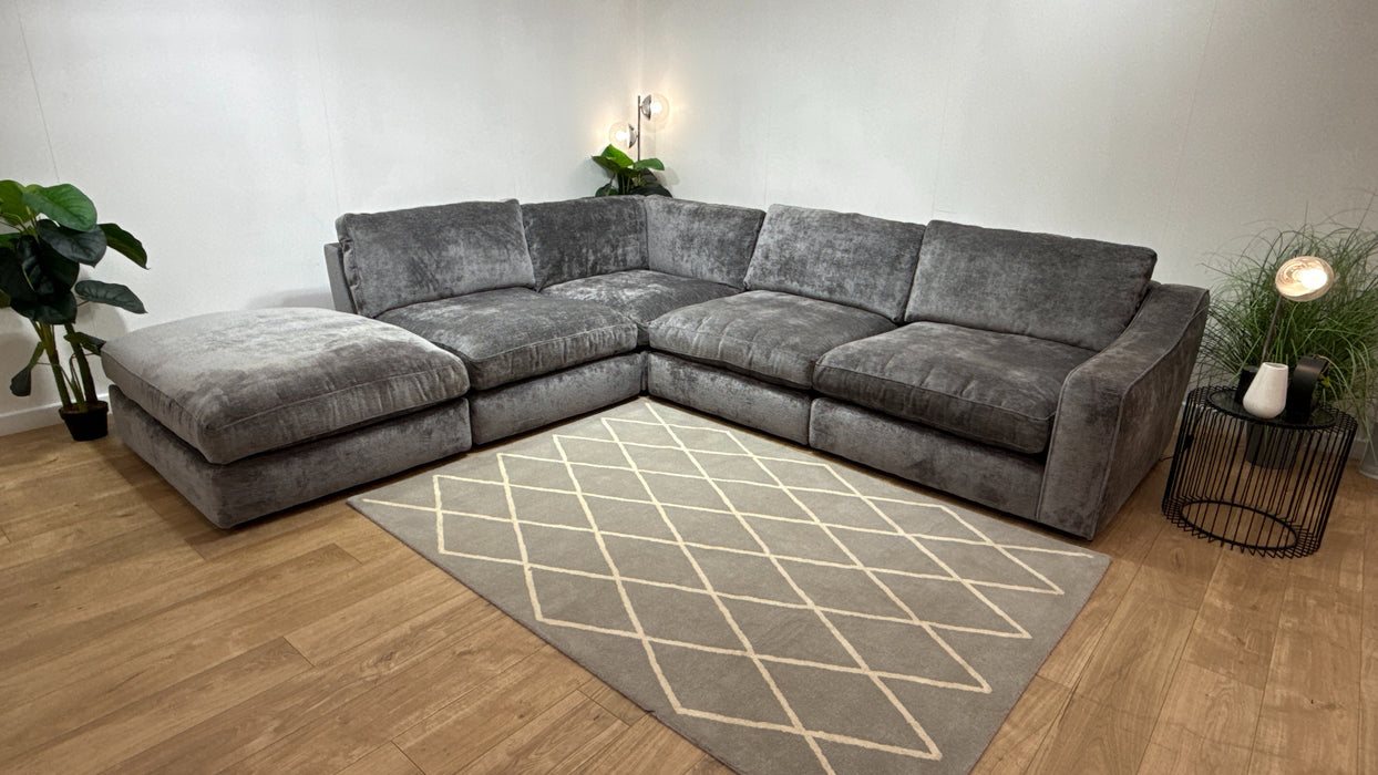 Sofology Bellagio Fabric Chaise 1 Corner 3 Reversible Extra Flex Interior Chunky Luxe Chenille Charcoal Mix