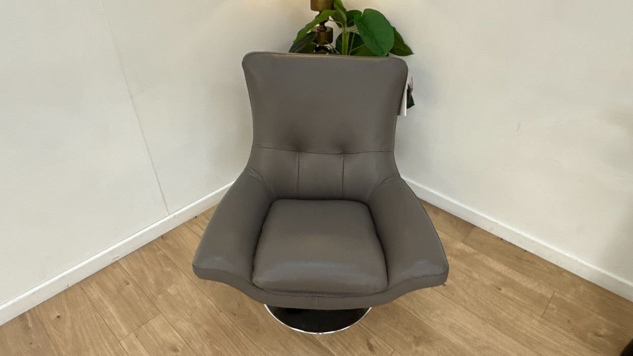 Sofology The Viento Leather Swivel Chair in Trusty Embossed Elephant