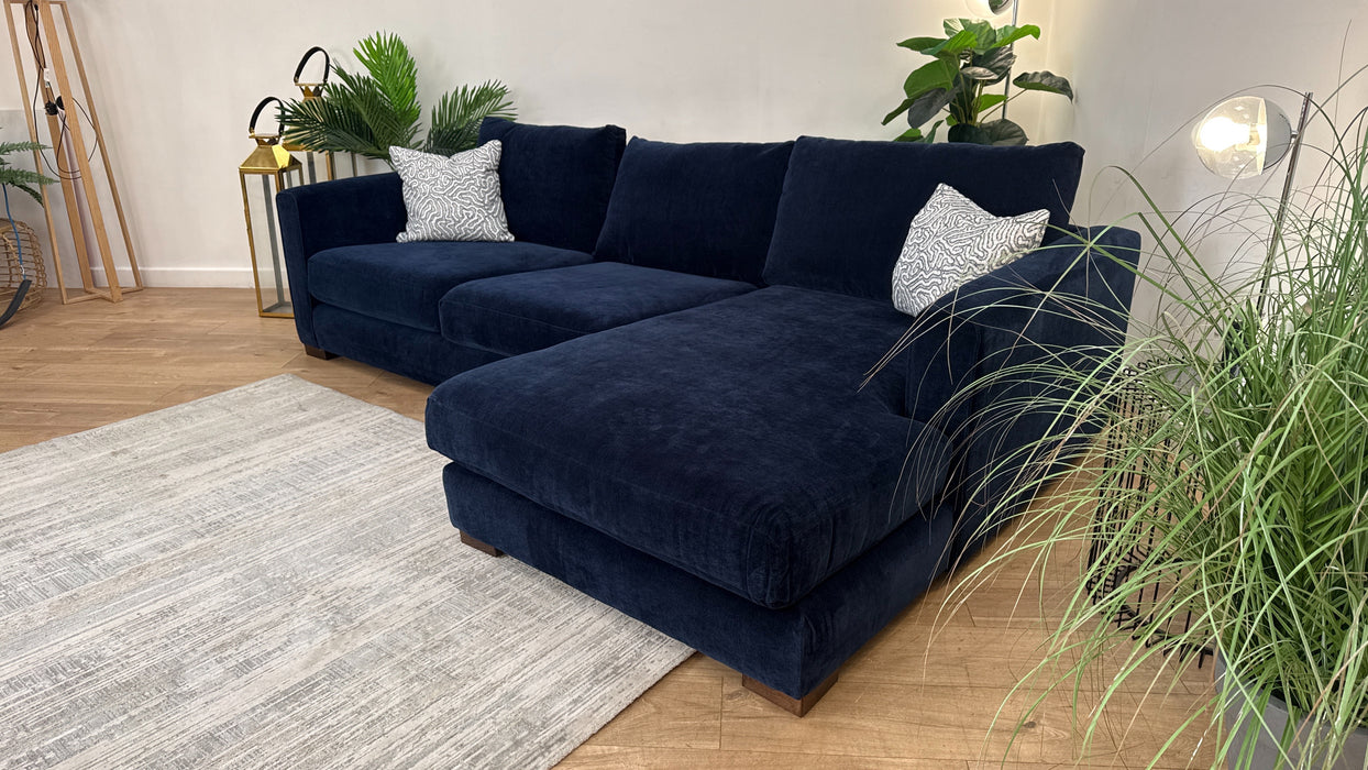 Sofology Majestica Fabric 2 Seater Chaise in Soft Chenille Navy Mix