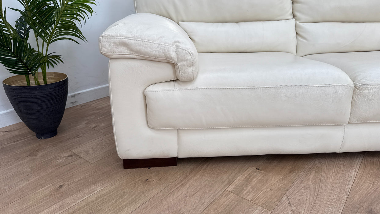 Santino 2 Seater - Leather Sofa - Hampshire Aspen White