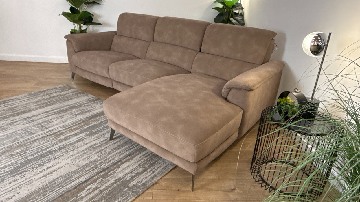 Sofology Illinois Fabric 3 Seater Chaise in Lifestyle Mottled Latte