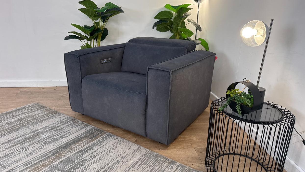 Sofology The Horizon Fabric Loveseat Power Recliner/Headrest in Lifestyle Flecked Charcoal