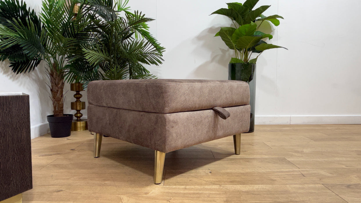 Sofology Hackney Fabric Storage Memory Foam Footstool in Lifestyle Dapple Mocha