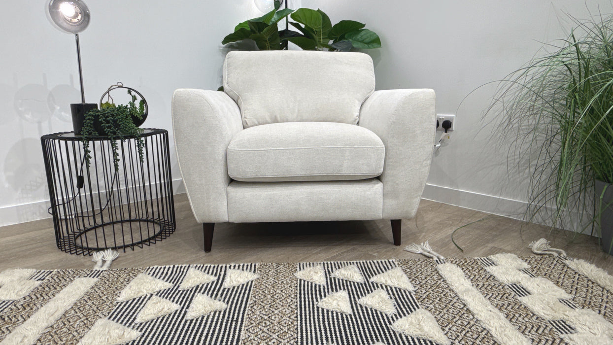 Sofology Hackney Fabric Chair Sprung Seat in Linen Look Chenille Mist Mix