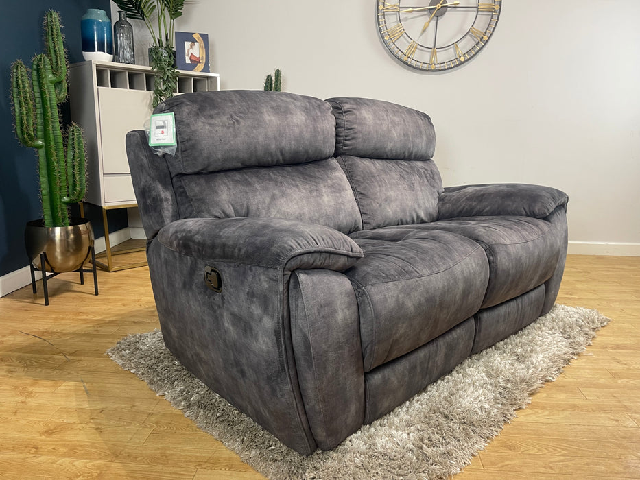 Radley Fabric 2 Seater Washed Velvet Charcoal Manual Recliner (WA2)