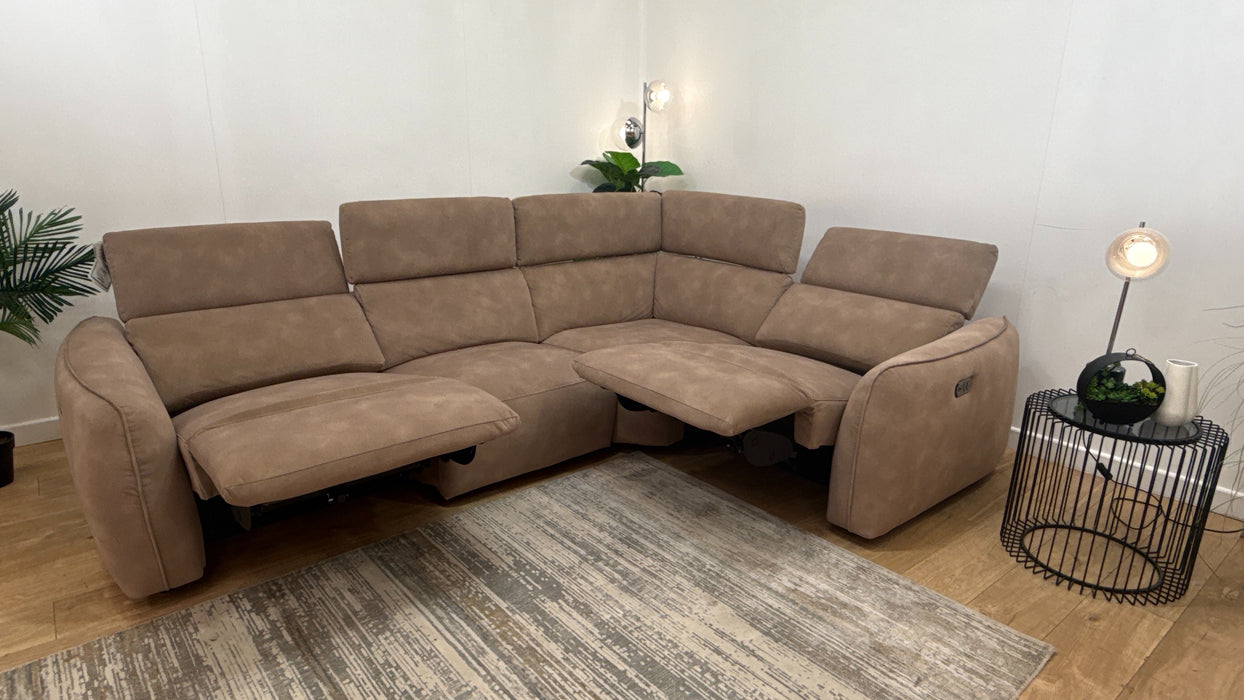 Sofology Serene Fabric 3 Corner 1 Power Recliner/Headrest in Lifestyle Mottled Latte