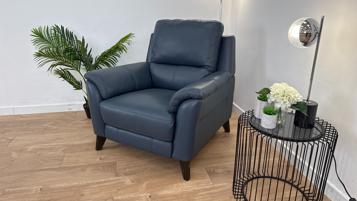 Chester 1 Seater - Leather Power Reclining Chair - Smoke Blue