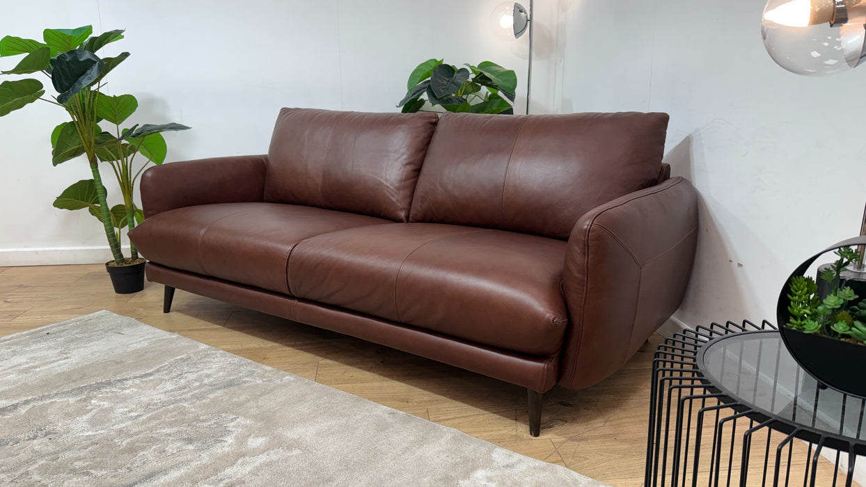 Sofology Adler Leather 3 Seater in Relaxed Soft Brown