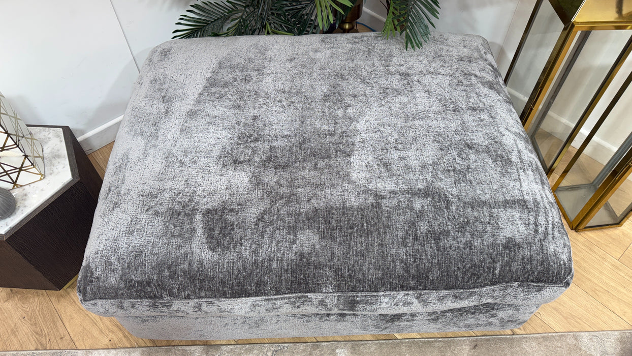 Sofology Bellagio Fabric Footstool Feather Flex Filling in Chunky Luxe Chenille Charcoal