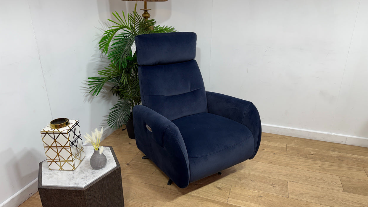 Sofology Monroe Fabric Chair Power Recliner in Lifestyle Mottled Navy Blue