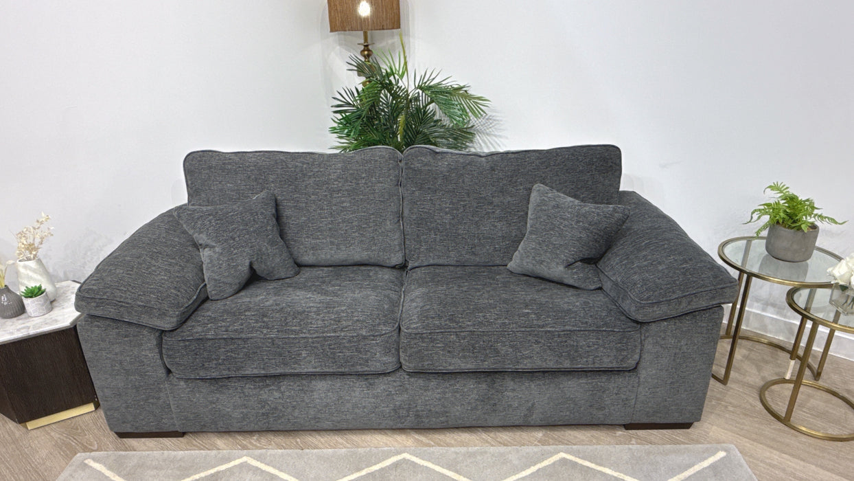 Sofology Brixton Fabric 3 Seater in Linen Look Chenille Charcoal