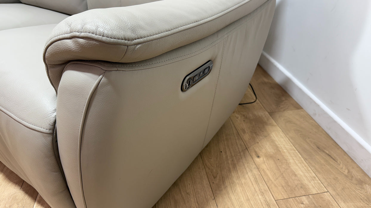 Sofology Parker Leather 2 Seater Power Recliner/Headrest in Trusty Sheen Lead Grey