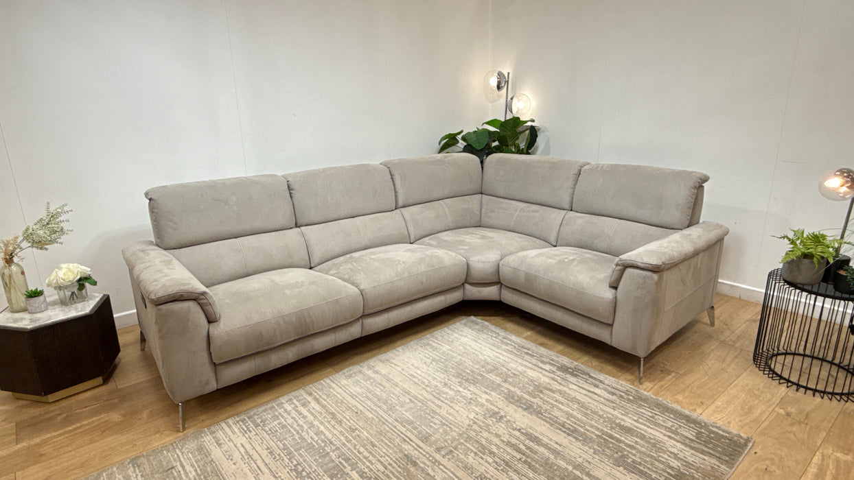 Sofology Illinois Fabric 2 Corner 1 Power Recliner/Headrest x 1 in Lifestyle Textured Grey