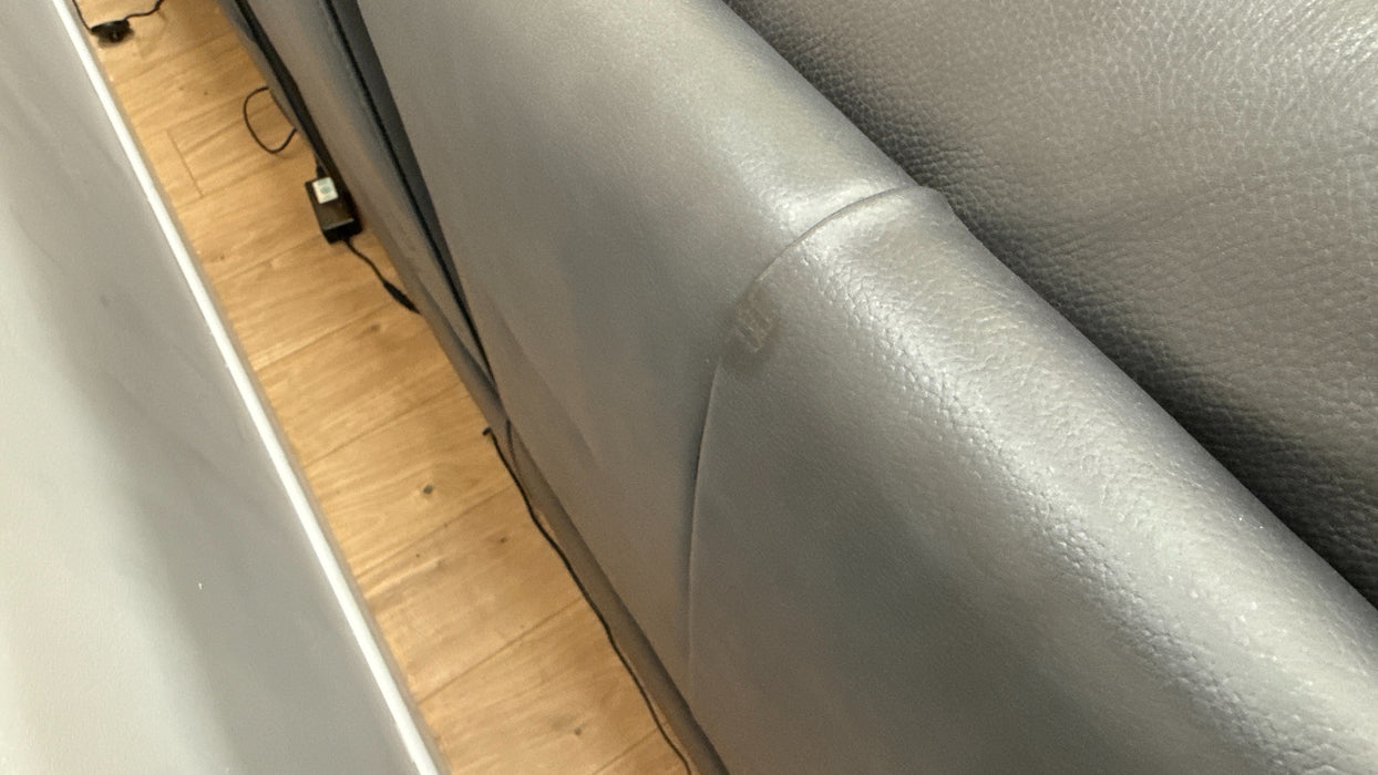 Sofology The Ravello Leather 2 Corner Console 1 Power Recliner/Headrest Heated Seat Lumbar Support in Trusty Embossed Navy