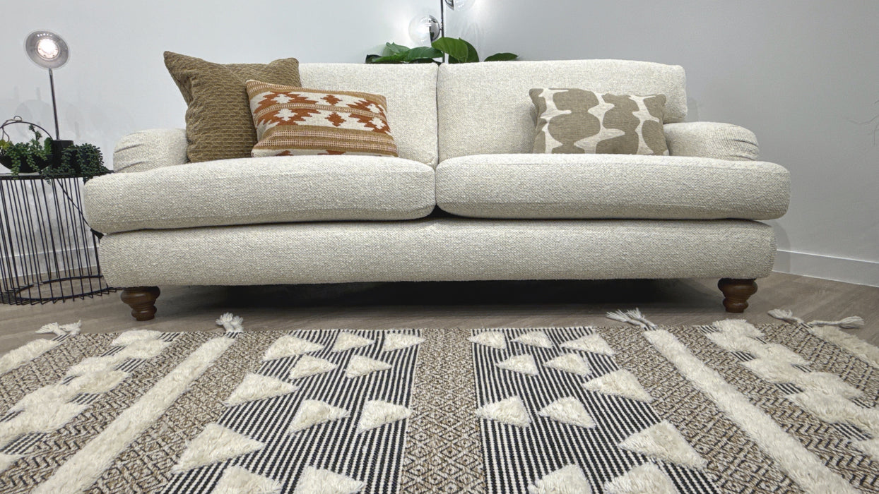 Sofology Hampton Fabric 3 Seater in Chunky Knit Chenille Natural/Burnt Sienna Mix